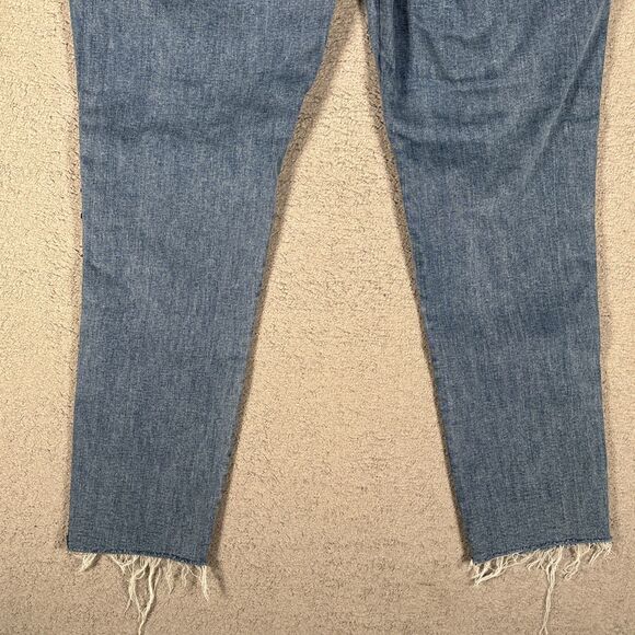 Levi's 721 Premium High Rise Denim Jean Skinny Sz 33 Sequin Logo Stripes Raw Hem - Picture 16 of 16